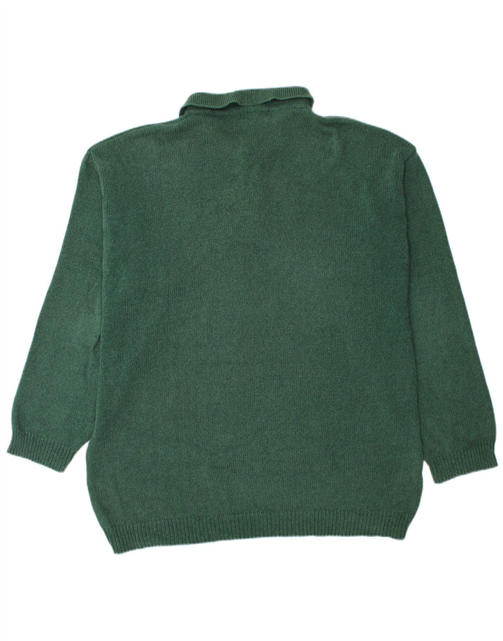 BASIC Mens Polo Neck Jumper Sweater 2XL Green Cotton