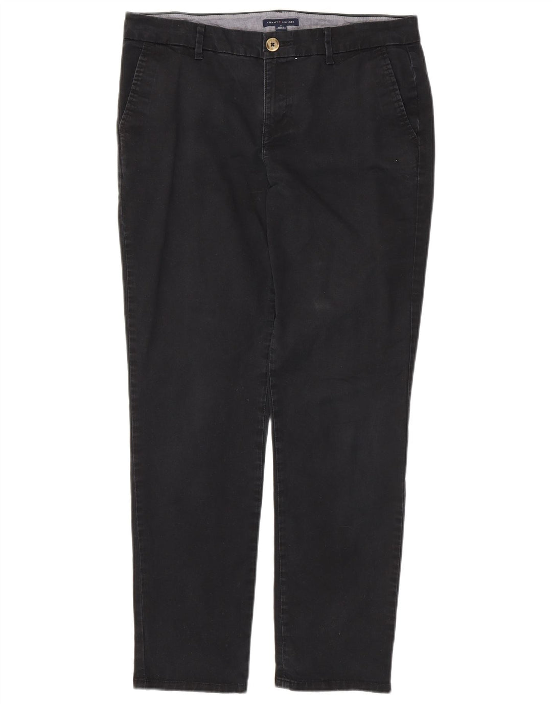 TOMMY HILFIGER Womens Slim Chino Trousers US 10 Large W32 L29 Black Cotton
