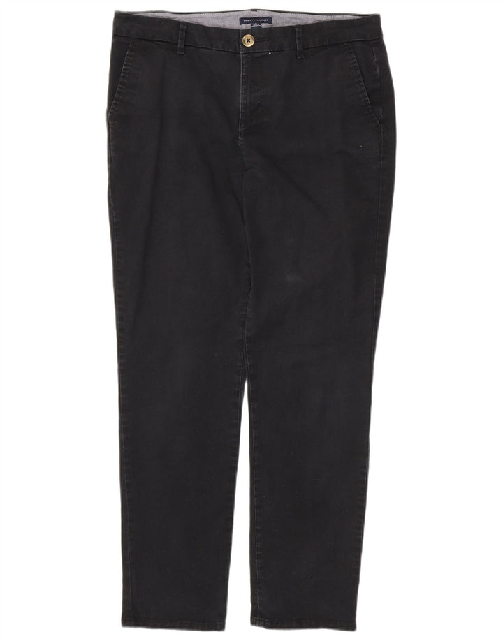 TOMMY HILFIGER Womens Slim Chino Trousers US 10 Large W32 L29 Black Cotton