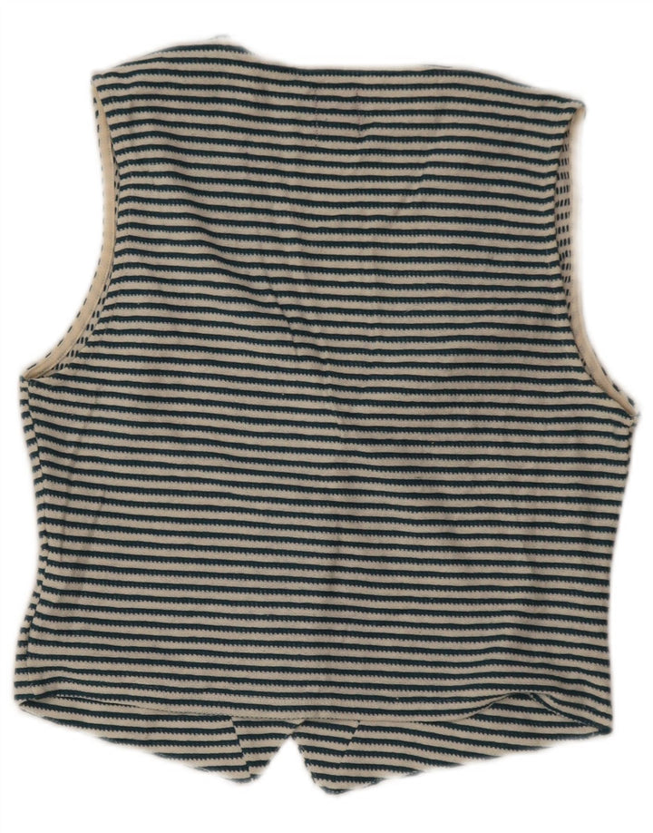 Zara Womens Waistcoat UK 12 Medium Blue Striped Cotton