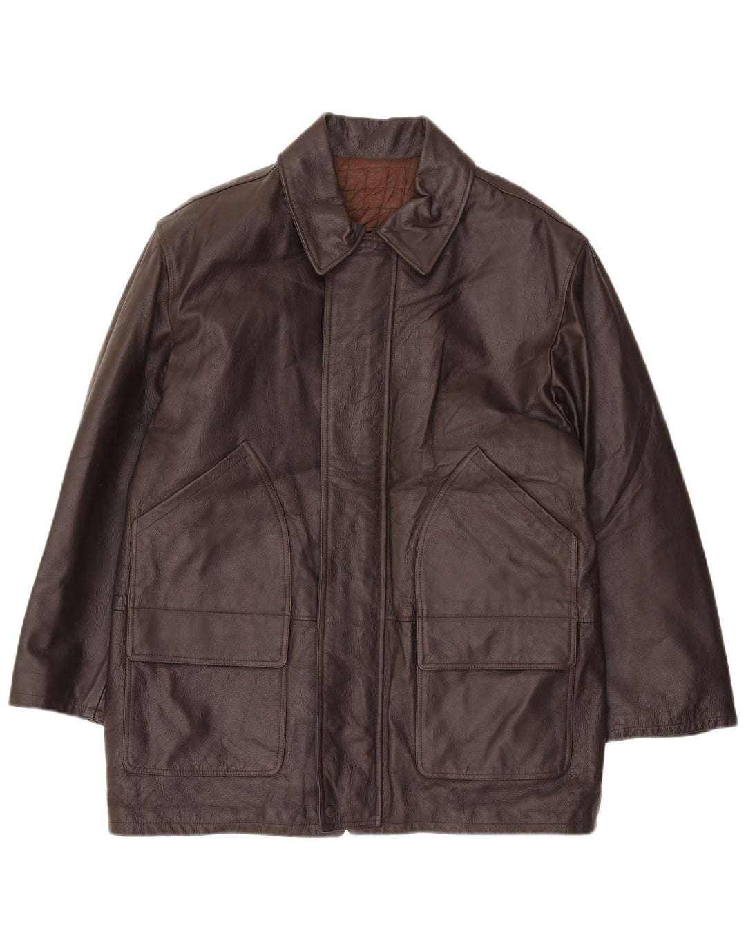 VINTAGE Boys Leather Coat 15-16 Years XL Brown Leather