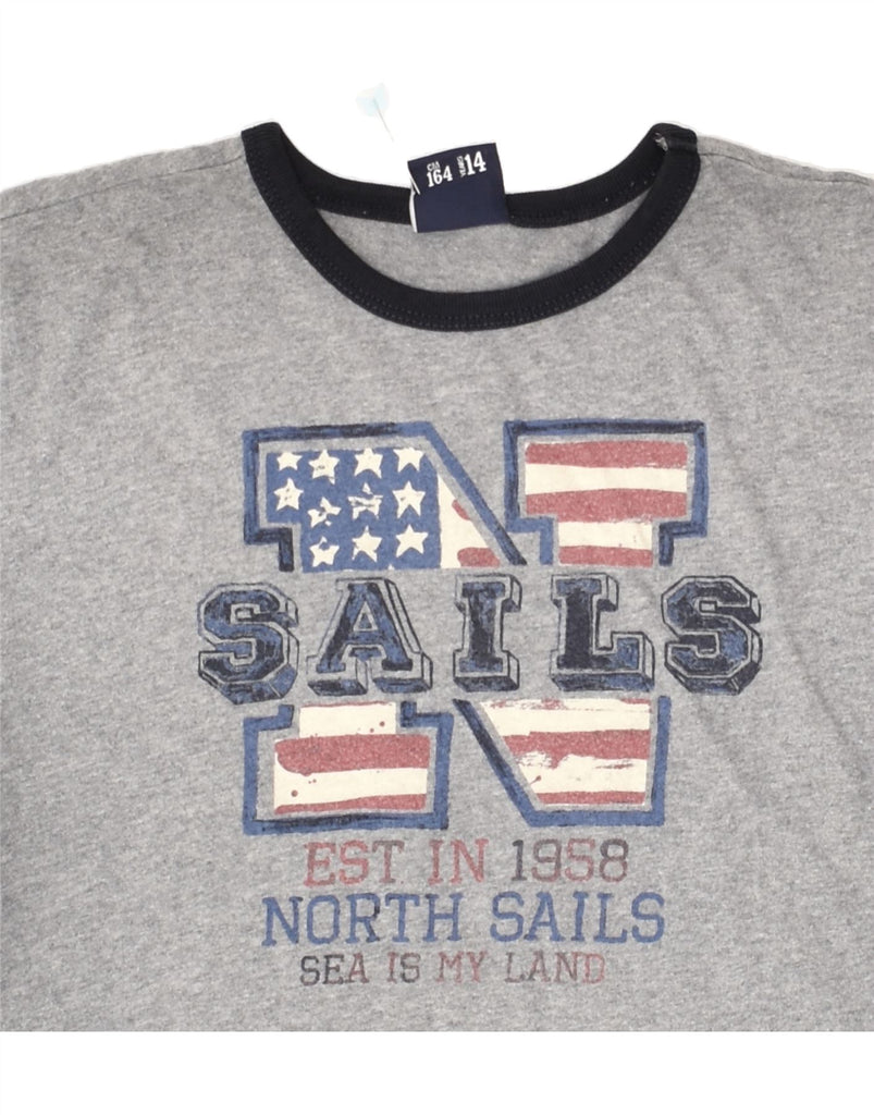 NORTH SAILS Boys Graphic T-Shirt Top 13-14 Years Grey Cotton | Vintage North Sails | Thrift | Second-Hand North Sails | Used Clothing | Messina Hembry 