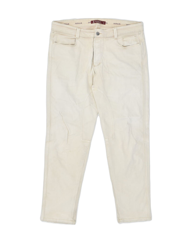 SIVIGLIA Mens Slim Casual Trousers W38 L31 Beige Cotton | Vintage | Thrift | Second-Hand | Used Clothing | Messina Hembry 