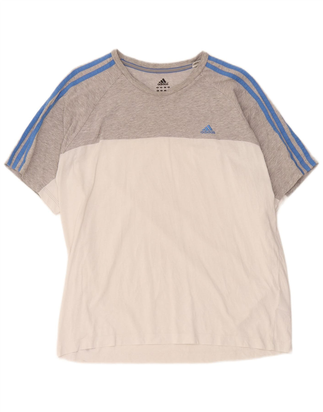 Adidas Womens Regular T-Shirt Top Large Grey Colourblock Cotton