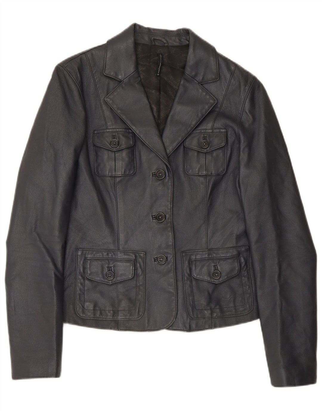 Naf Naf Womens 3 Button Blazer Jacket EU 38 Medium Navy Blue