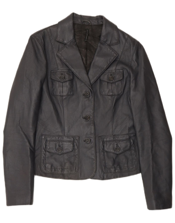 Naf Naf Womens 3 Button Blazer Jacket EU 38 Medium Navy Blue