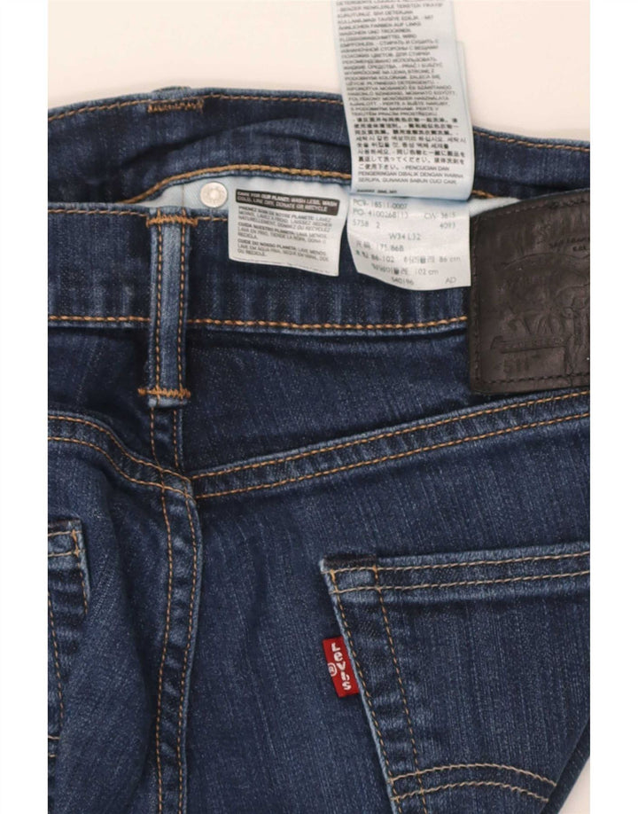 Levi's Mens 511 Slim Jeans W34 L32 Navy Blue Cotton