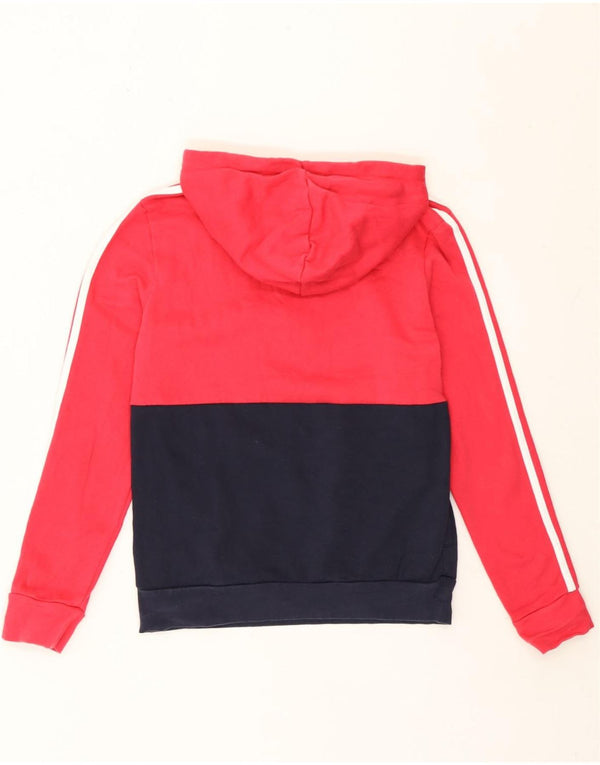 Adidas Womens Graphic Hoodie Jumper UK 8/10 Small Pink Colourblock Cotton