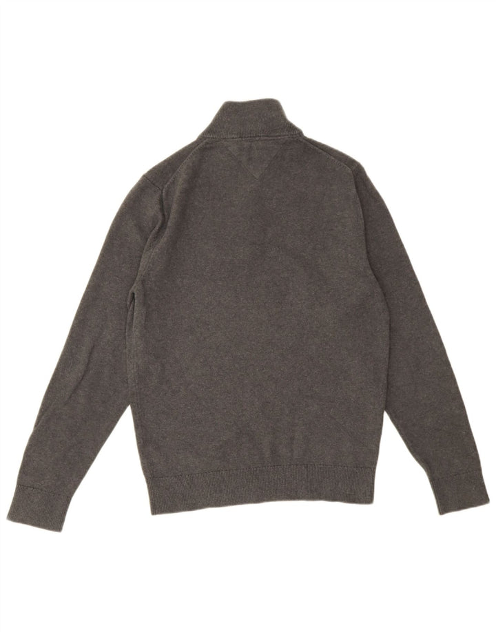 Tommy Hilfiger Mens Zip Neck Jumper Sweater Small Grey Cotton