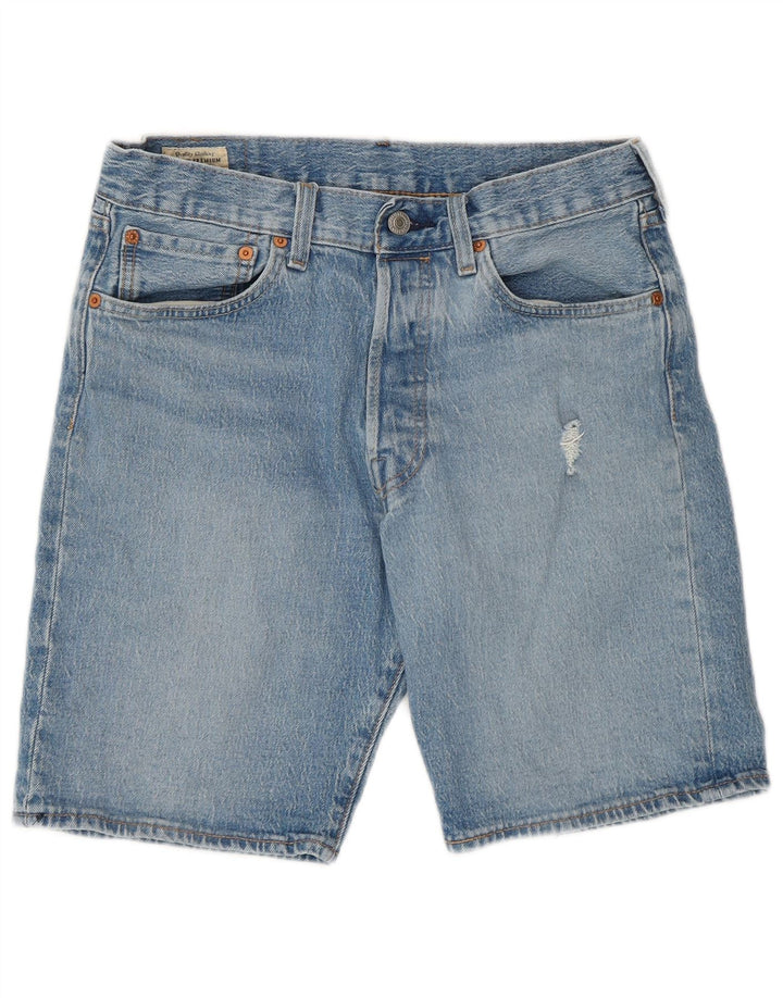 LEVI'S Mens 501 Distressed Denim Shorts W31 Medium Blue Cotton