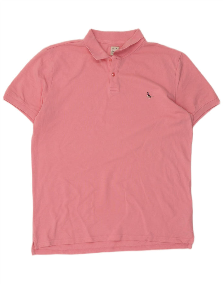 JACK WILLS Mens Polo Shirt Large Pink Cotton
