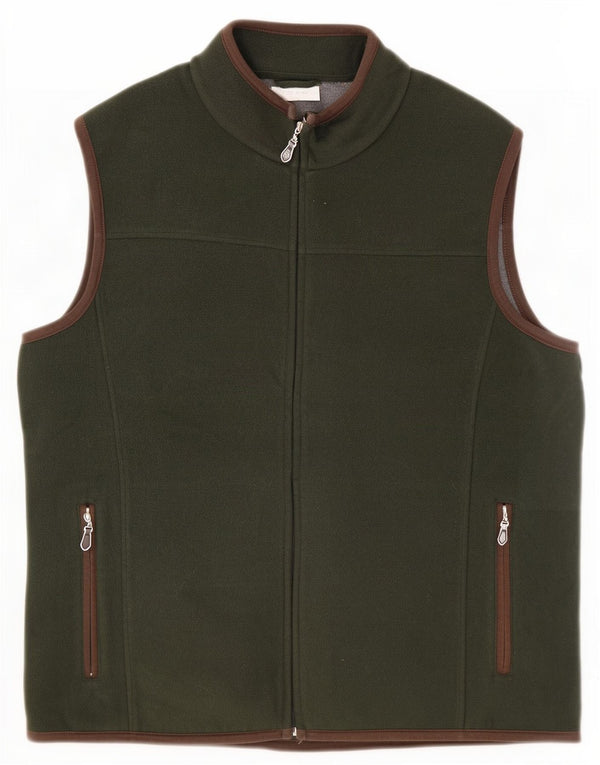 Luca D'altieri Mens Fleece Gilet IT 54 2XL Khaki Polyester