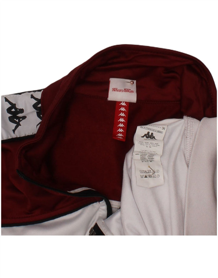 KAPPA Boys Graphic Tracksuit Top Jacket 13-14 Years White Colourblock