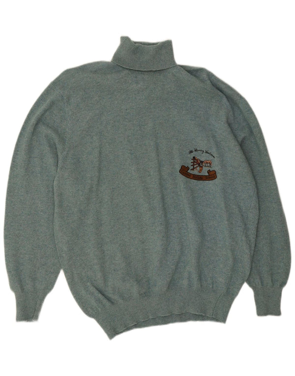 Vintage Mens Roll Neck Jumper Sweater Large Green