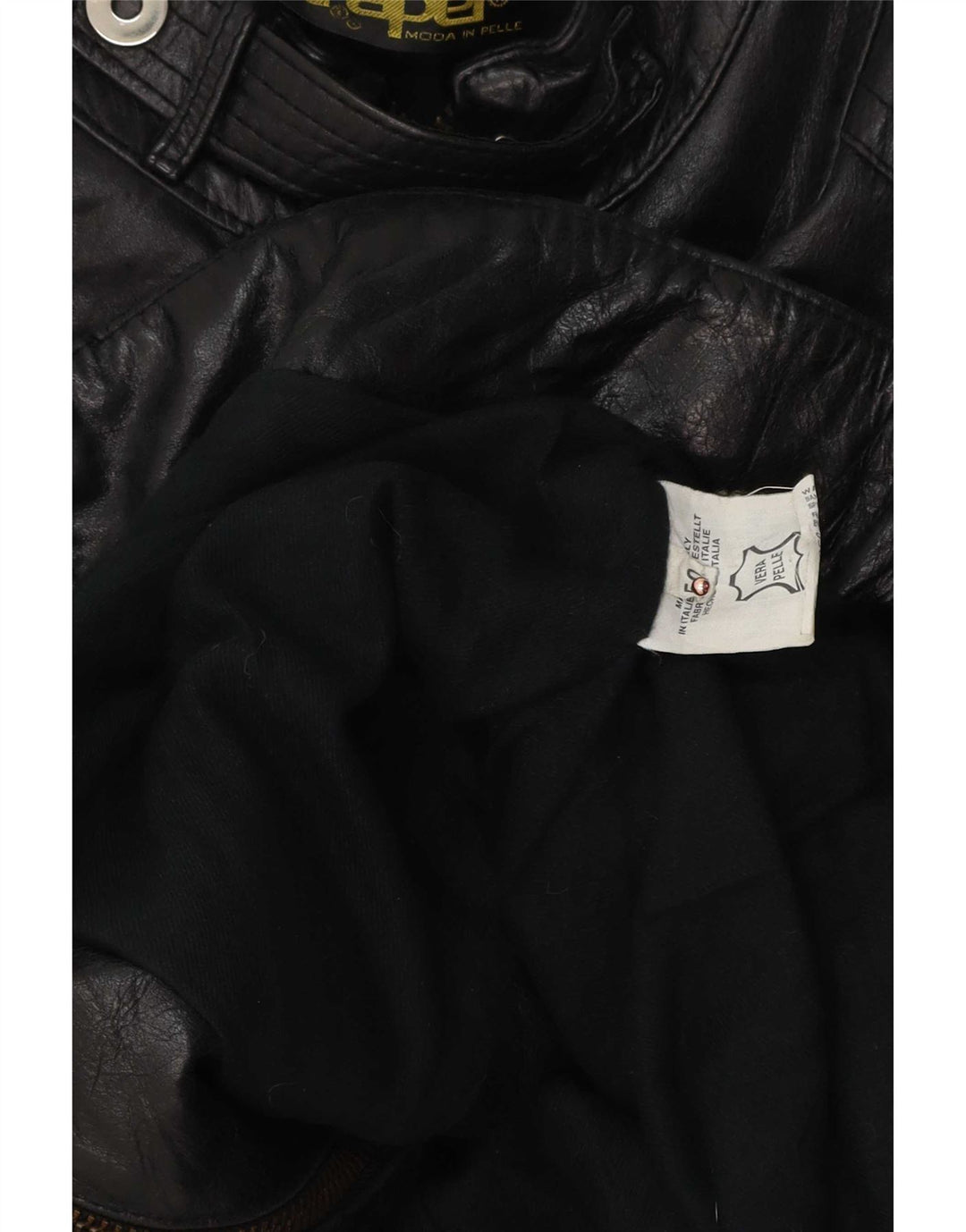 Vintage Mens Leather Jacket IT 50 Large Black