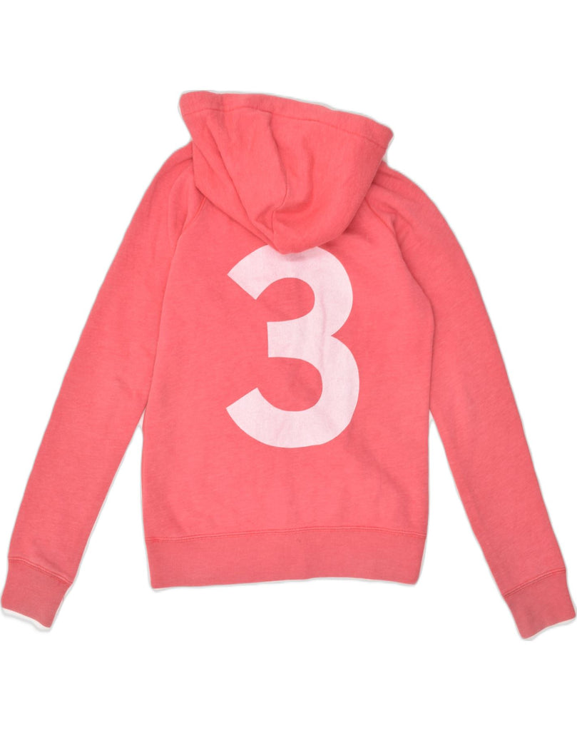 JACK WILLS Womens Graphic Zip Hoodie Sweater UK 8 Small Pink Cotton | Vintage Jack Wills | Thrift | Second-Hand Jack Wills | Used Clothing | Messina Hembry 