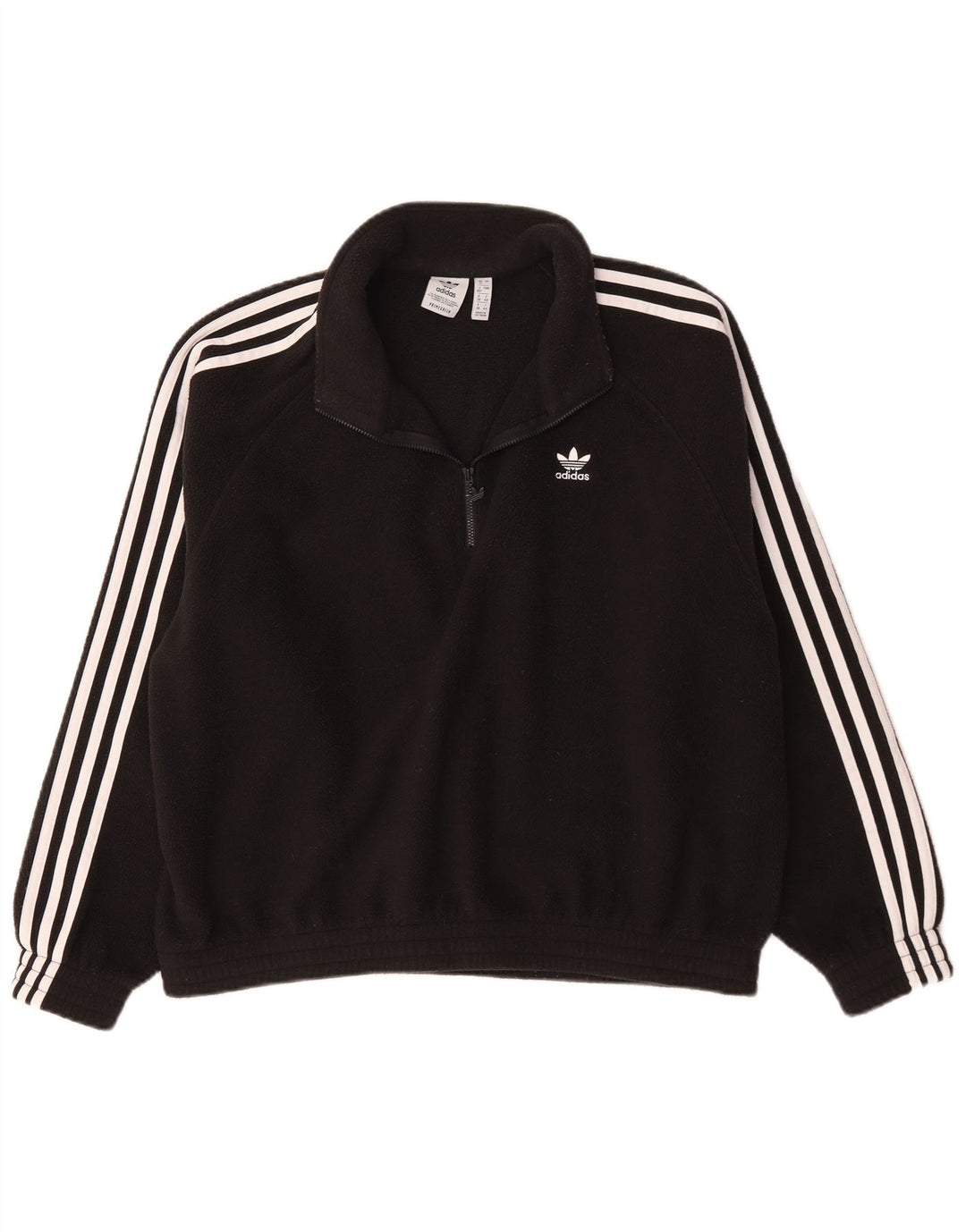 Adidas Womens Zip Neck Oversized Fleece Jumper UK 12 Medium Black Polyester