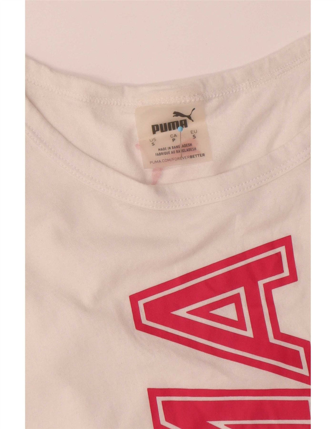 Puma Womens Oversized Graphic Vest Top UK 10 Small White Cotton