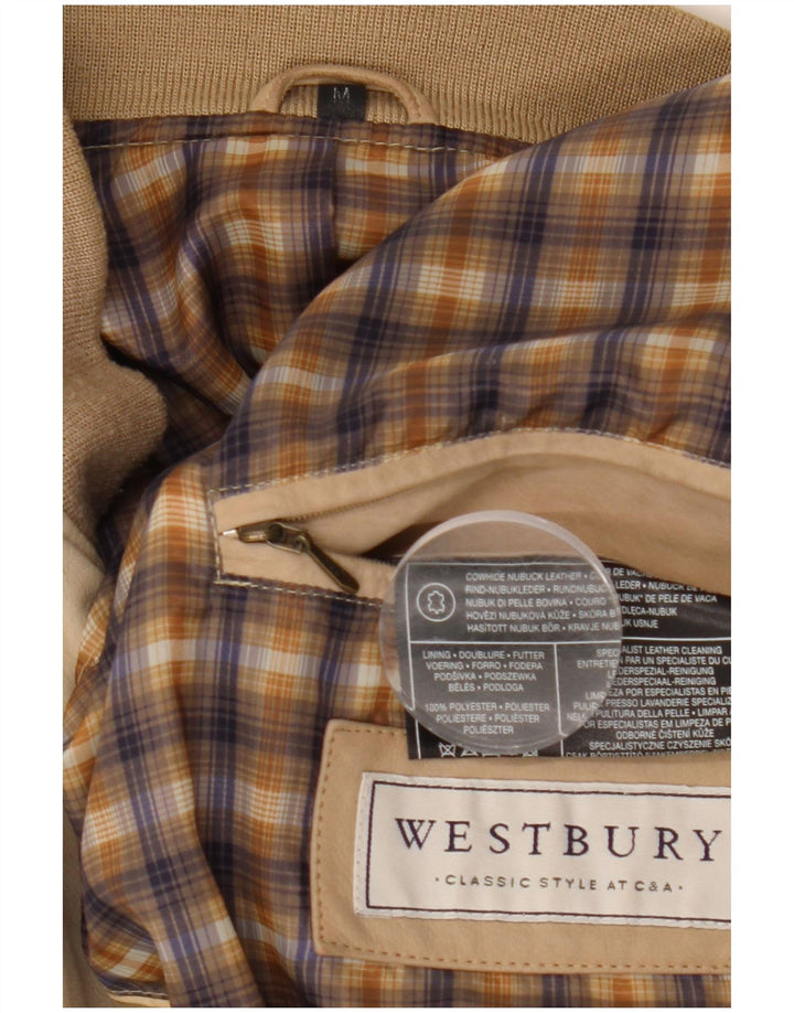 WESTBURY Mens Leather Jacket UK 38 Medium Beige Leather