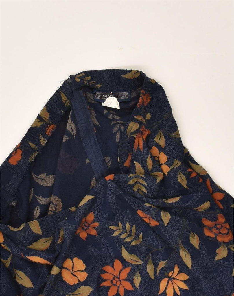 VINTAGE Womens A-Line Skirt W28 Medium Navy Blue Floral Rayon | Vintage Vintage | Thrift | Second-Hand Vintage | Used Clothing | Messina Hembry 