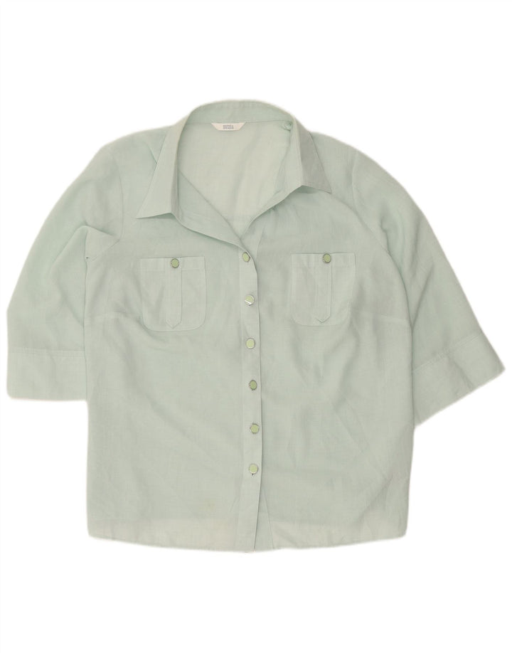 Marks & Spencer Womens Short Sleeve Shirt UK 20 2XL Green Polyester