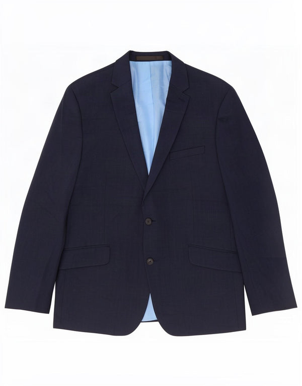 Marks & Spencer Mens 2 Button Blazer Jacket UK 42 Large Navy Blue Wool