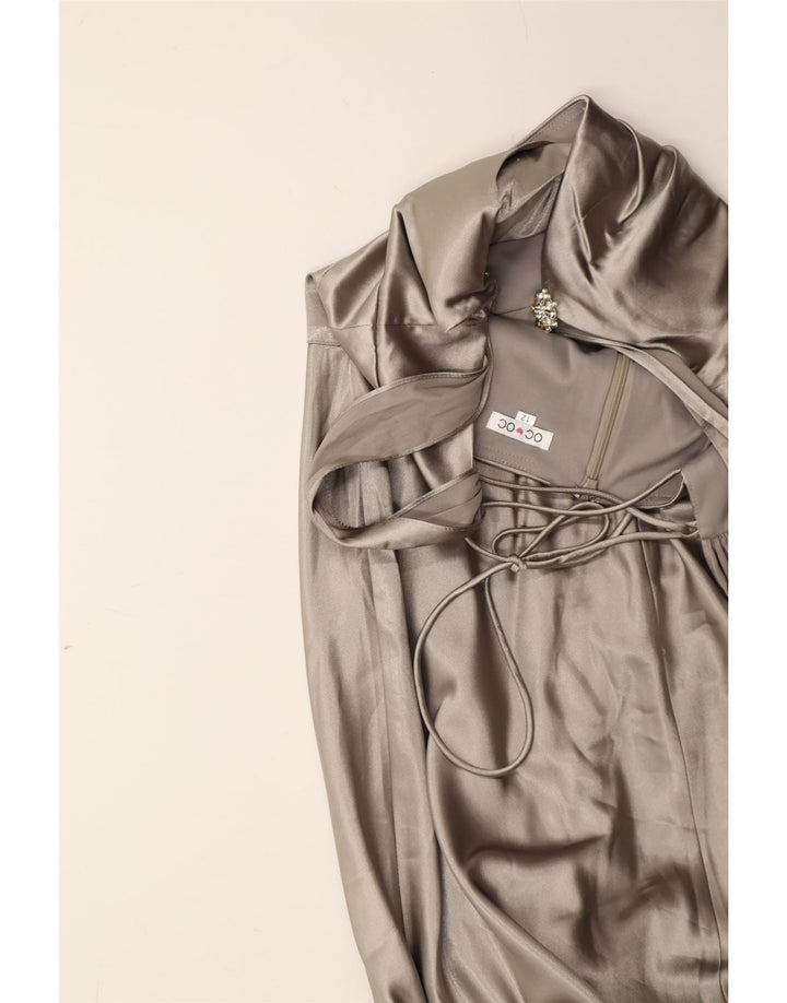 VINTAGE Womens Sleeveless Maxi Dress UK 12 Medium  Grey Polyester Vintage Vintage and Second-Hand Vintage from Messina Hembry 