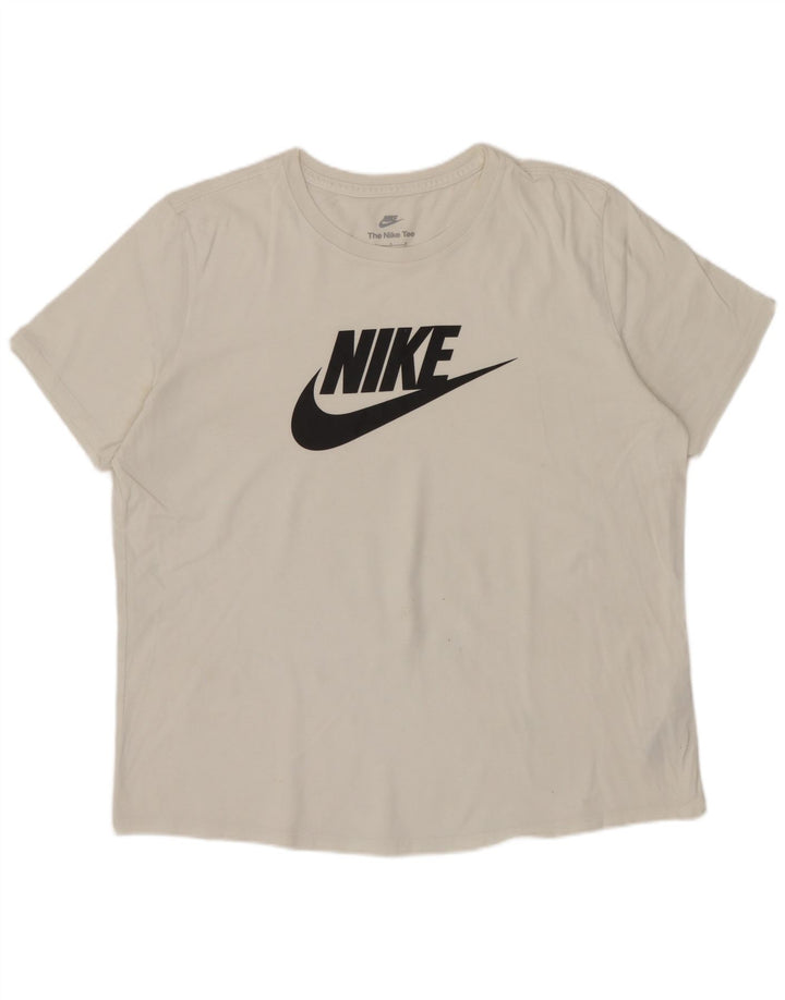 NIKE Womens Graphic T-Shirt Top UK 16 Large White Cotton