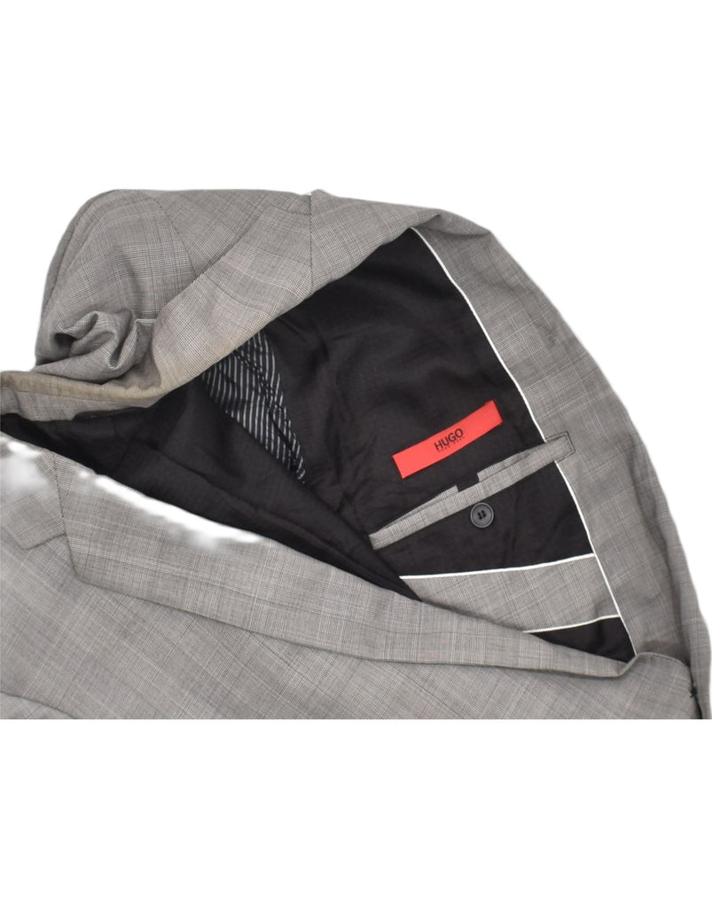HUGO BOSS Mens 2 Button Blazer Jacket UK 40 Large Grey Check Wool | Vintage | Thrift | Second-Hand | Used Clothing | Messina Hembry 