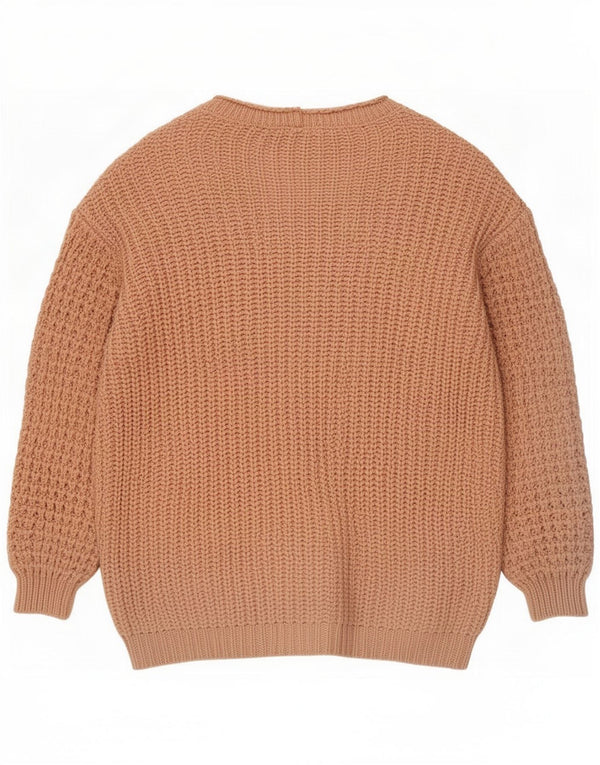 Topshop Womens Oversized Cardigan Sweater UK 8 Small Brown Acrylic
