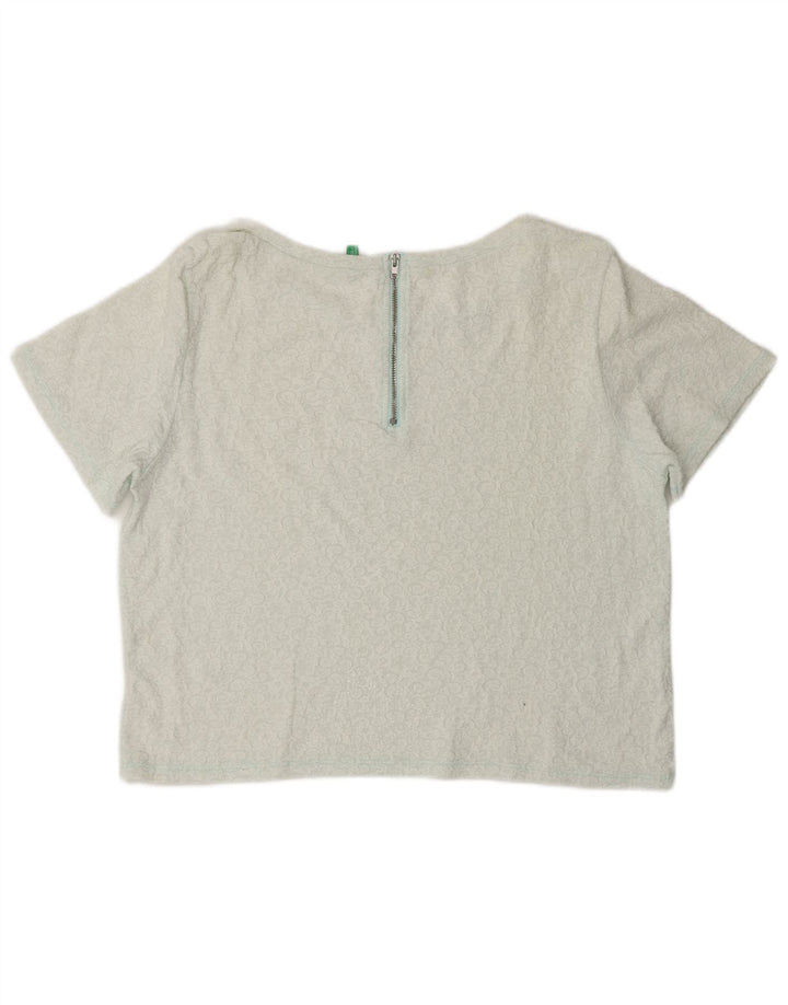 BENETTON Womens Crop Blouse Top UK 14 Medium White