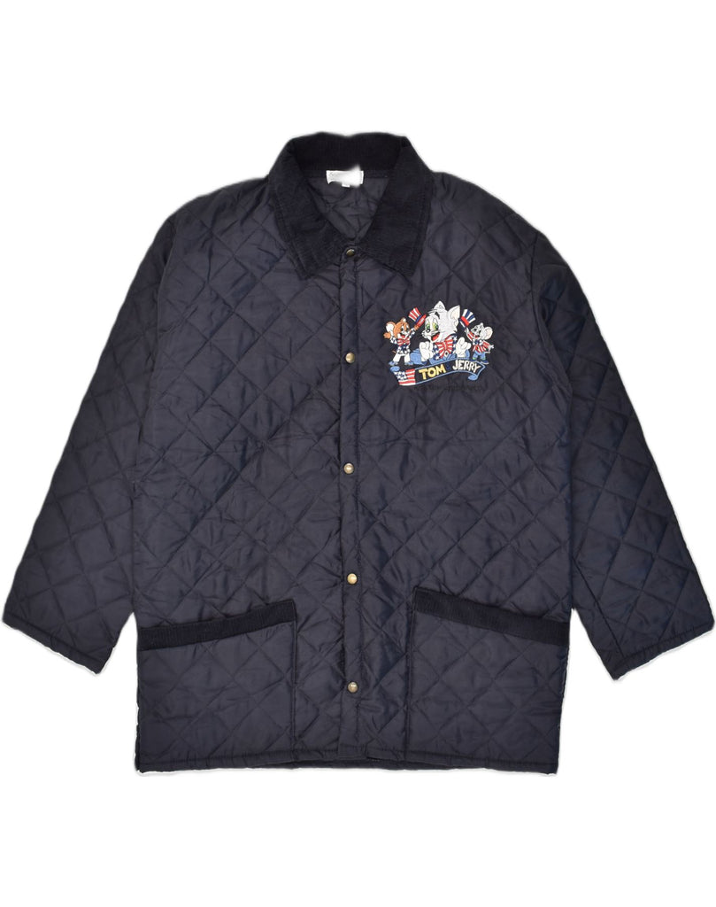 EMMANUEL SCHVILI Mens Disney Quilted Jacket UK 40 Large Navy Blue | Vintage Emmanuel Schvili | Thrift | Second-Hand Emmanuel Schvili | Used Clothing | Messina Hembry 