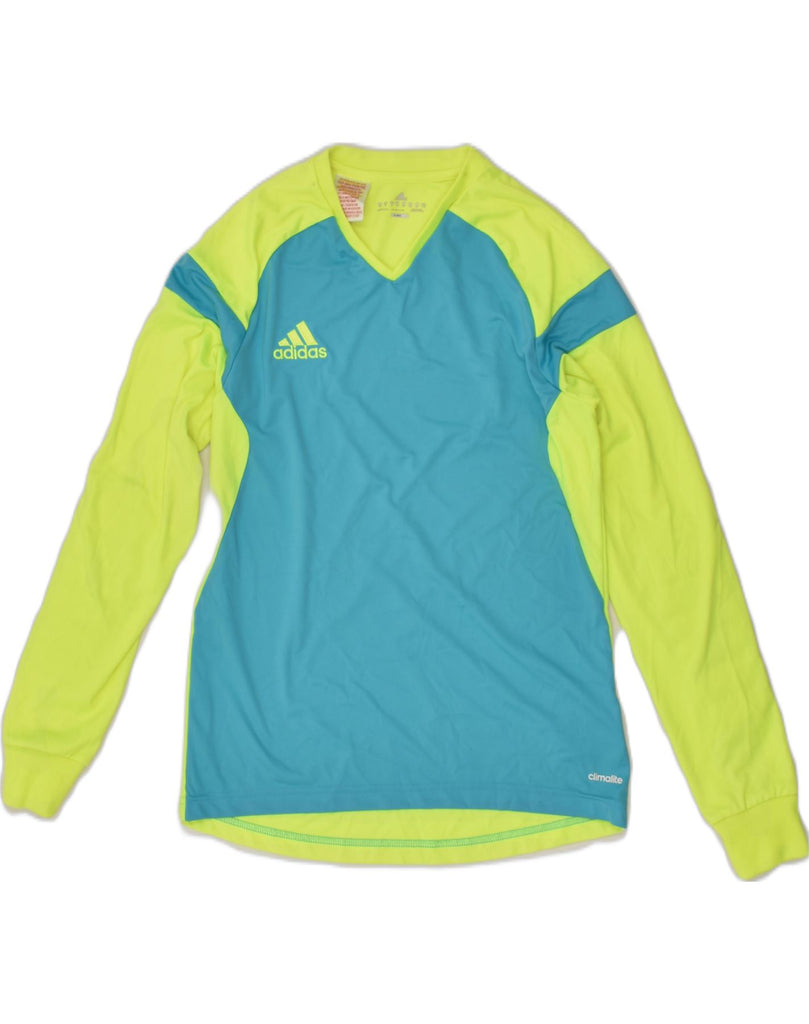 ADIDAS Boys Pullover Tracksuit Top 13-14 Years Green Colourblock Polyester | Vintage Adidas | Thrift | Second-Hand Adidas | Used Clothing | Messina Hembry 