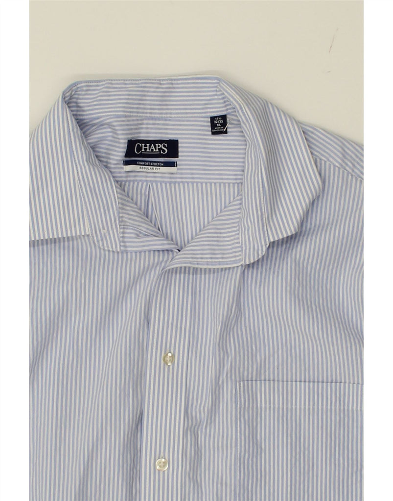 CHAPS Mens Regular Fit Shirt Size 17 1/2 XL Blue Pinstripe Cotton Vintage Chaps and Second-Hand Chaps from Messina Hembry 