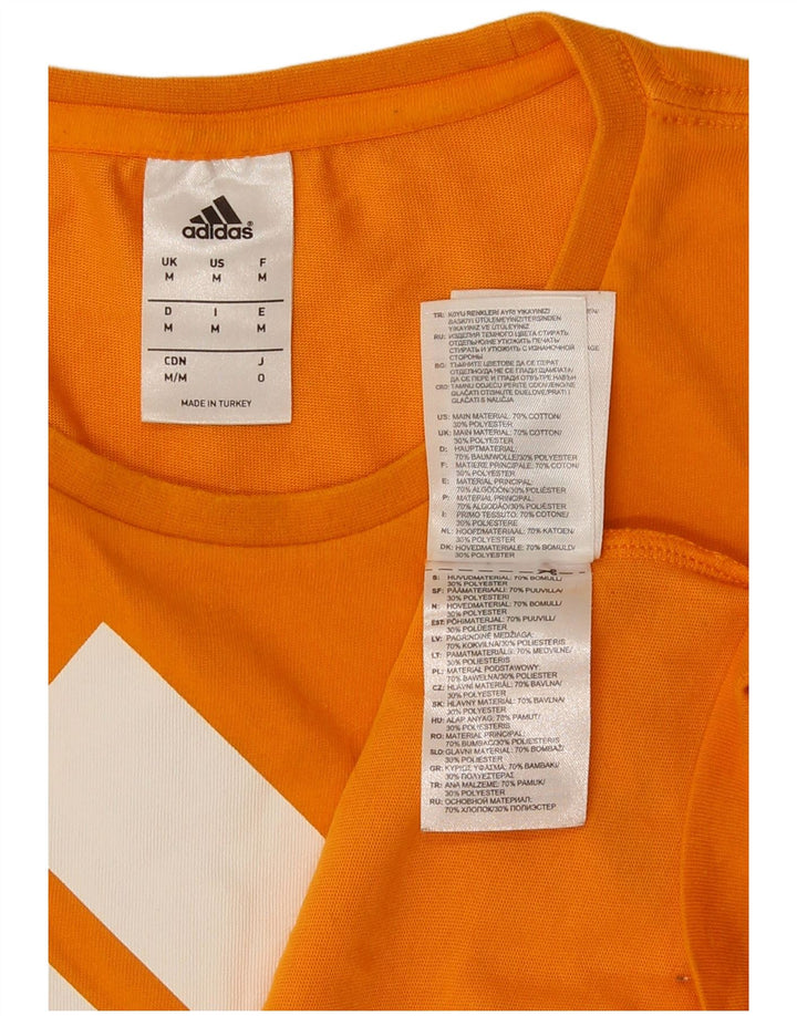 Adidas Mens Graphic T-Shirt Top Medium Orange Cotton