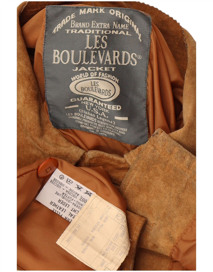 Les Boulevards Mens Suede Jacket IT 50 Large Brown Leather