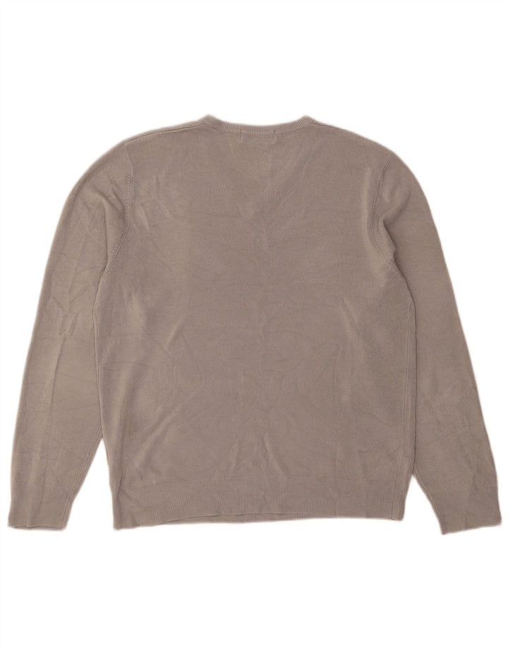 Marks & Spencer Mens Blue Harbour V-Neck Jumper Sweater Medium Grey Acrylic