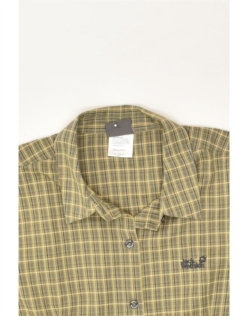 JACK WOLFSKIN Womens Shirt UK 18 XL Khaki Check Cotton | Vintage Jack Wolfskin | Thrift | Second-Hand Jack Wolfskin | Used Clothing | Messina Hembry 