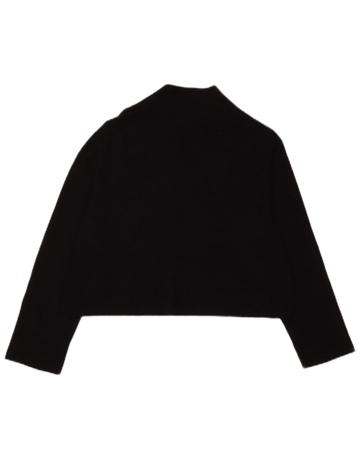 Calvin Klein Womens Crop Top Long Sleeve UK 12 Medium Black
