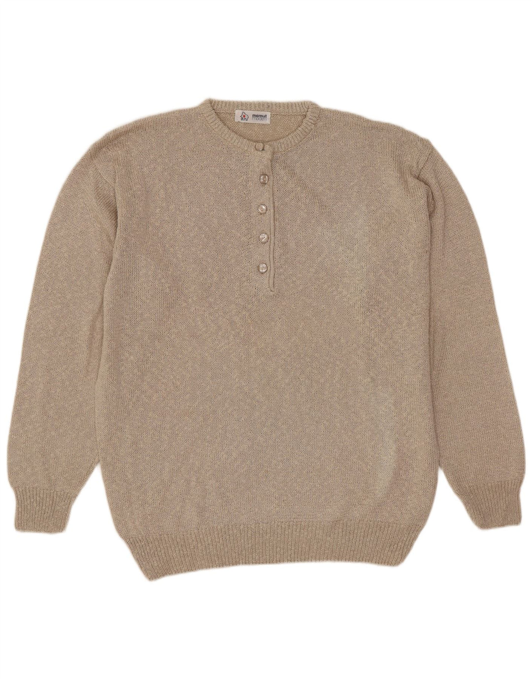 Mamut Moden Womens Button Neck Jumper Sweater EU 42 Large Beige Viscose