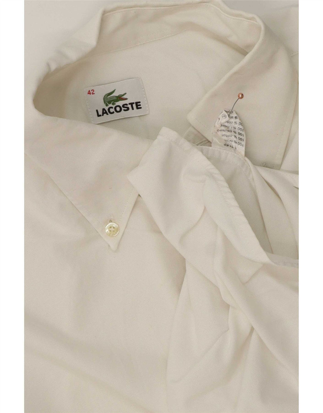 Lacoste Mens Shirt Size 42 Large White Cotton