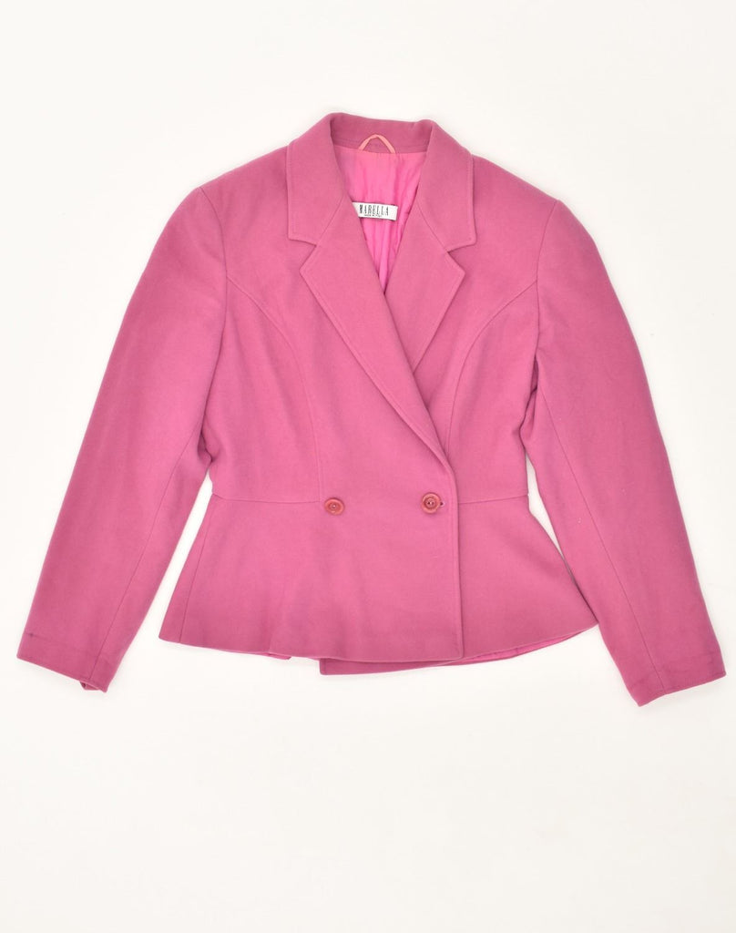 MARELLA Womens Double Breasted Blazer Jacket UK 10 Small  Pink Wool | Vintage Marella | Thrift | Second-Hand Marella | Used Clothing | Messina Hembry 