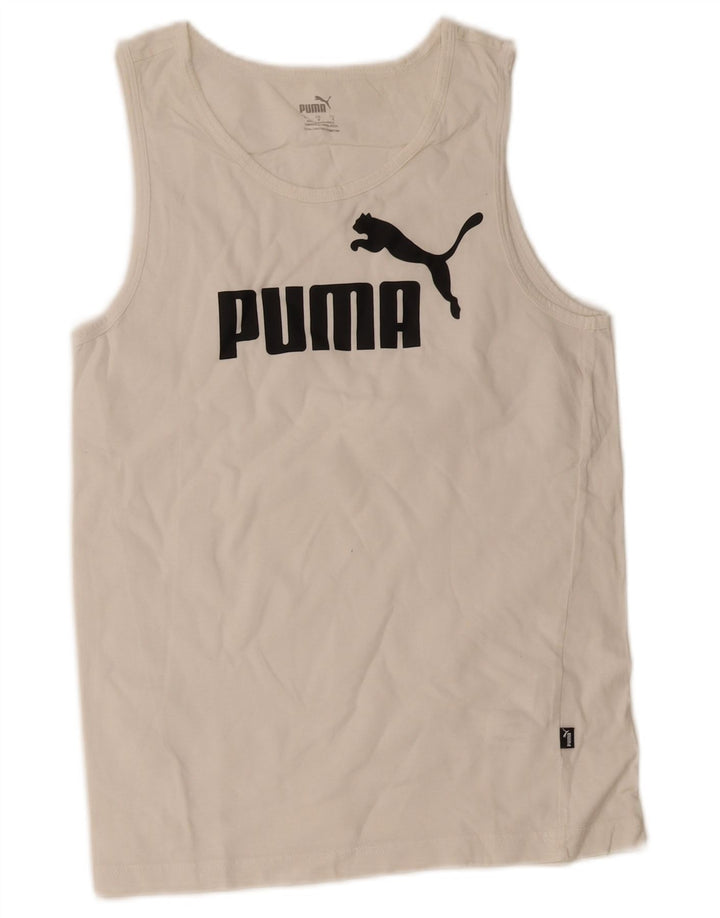 Puma Mens Graphic Vest Top Small White Cotton