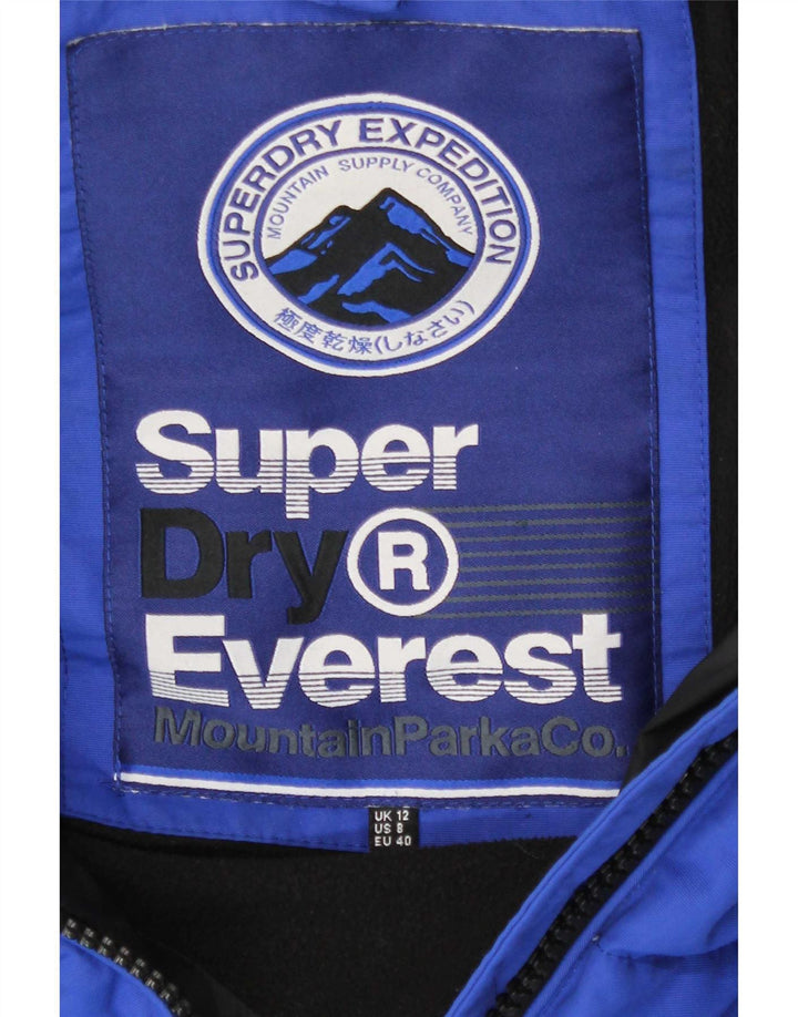 Superdry Womens Everest Mountain Parka Padded Jacket UK 12 Medium Blue