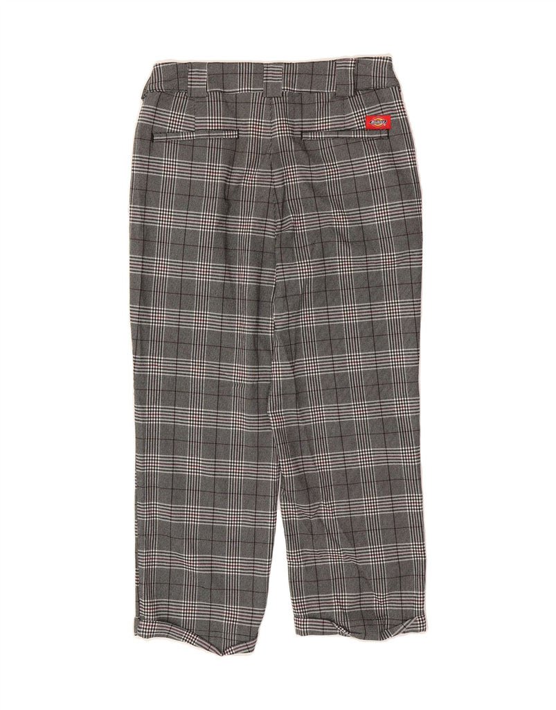 DICKIES Womens High Waist Cropped Trousers US 9 Large W32 L24 Grey Check Vintage Dickies and Second-Hand Dickies from Messina Hembry 