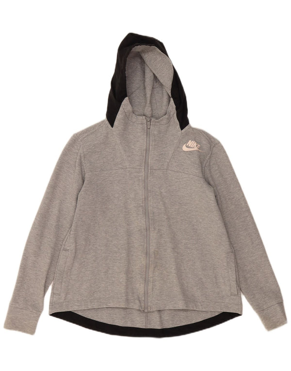 Nike Womens Oversized Zip Hoodie Sweater UK 10 Small Grey Cotton