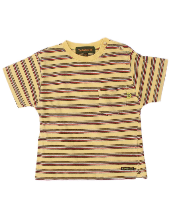 Timberland Baby Boys T-Shirt Top 9-12 Months Yellow Striped Cotton
