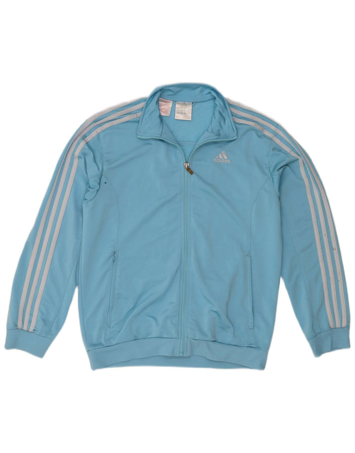 Adidas Boys Tracksuit Top Jacket 13-14 Years Blue Polyester