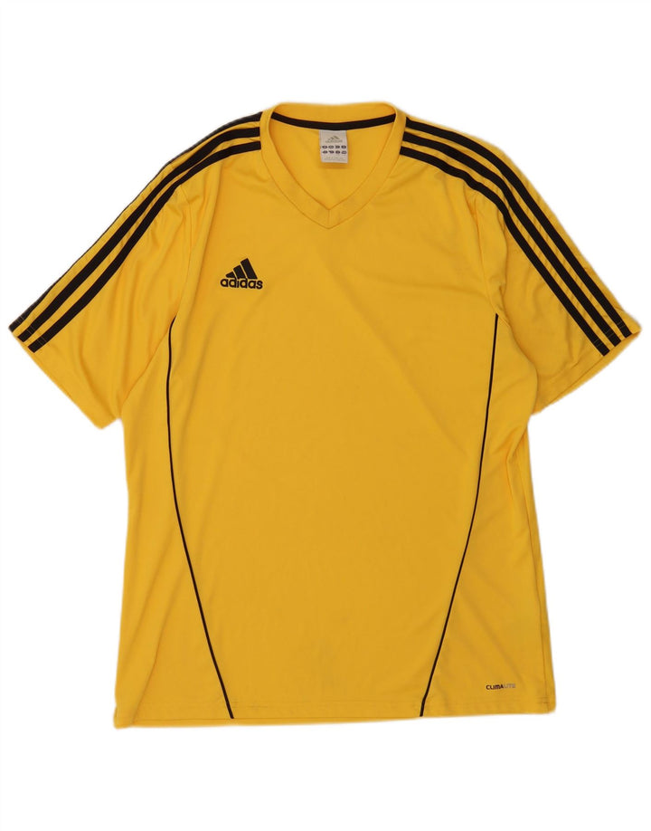 Adidas Mens Climalite T-Shirt Top Large Yellow Polyester