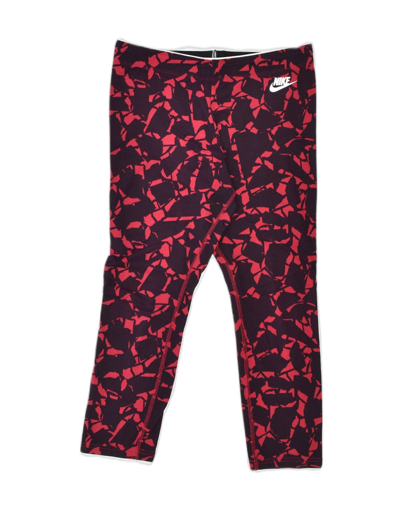 NIKE Womens Crazy Pattern Leggings UK 12 Medium  Red Cotton | Vintage | Thrift | Second-Hand | Used Clothing | Messina Hembry 